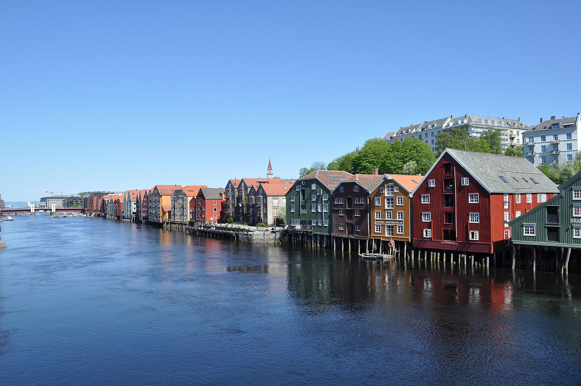 Trondheim waterfront on the Nidelva river, Norway